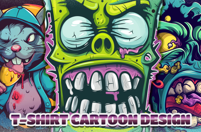 Gig Preview - Draw cartoon t shirt design or clothing cartoon illustration merch mascot