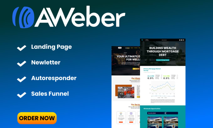 Gig Preview - Aweber landing page, sales funnel and email template