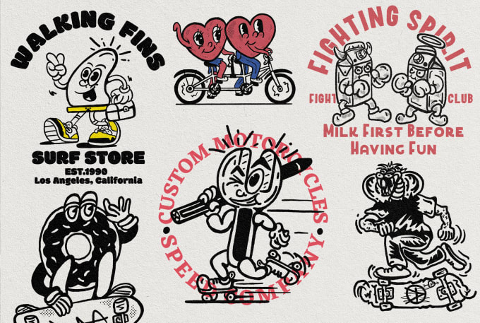 Gig Preview - Draw unique vintage cartoon logo for your brand