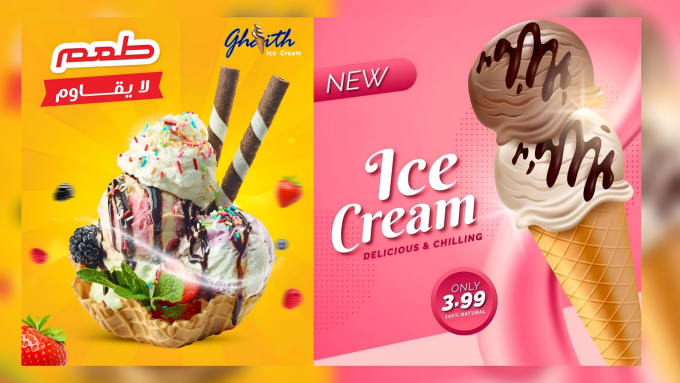 Gig Preview - Design ice cream or food poster, flyer, banner and menu