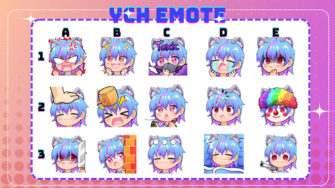 Gig Preview - Draw custom cute emotes twitch, sub badges for vtuber or pngtuber stream for ych