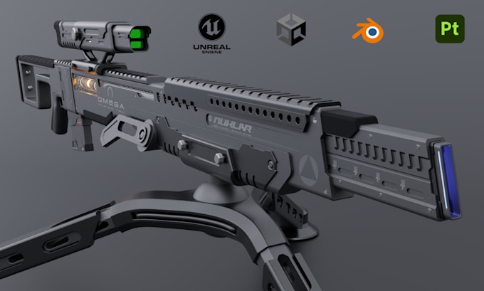 Gig Preview - Model realistic 3d gun and weapon assets, models for games