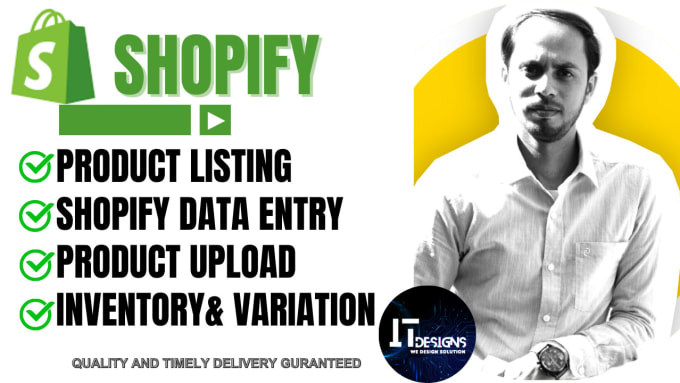 Gig Preview - Manually upload shopify products, add product, data entry, product listing