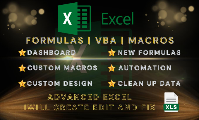 Gig Preview - Do excel vba, macros, dashboard, pivot table, template and formular