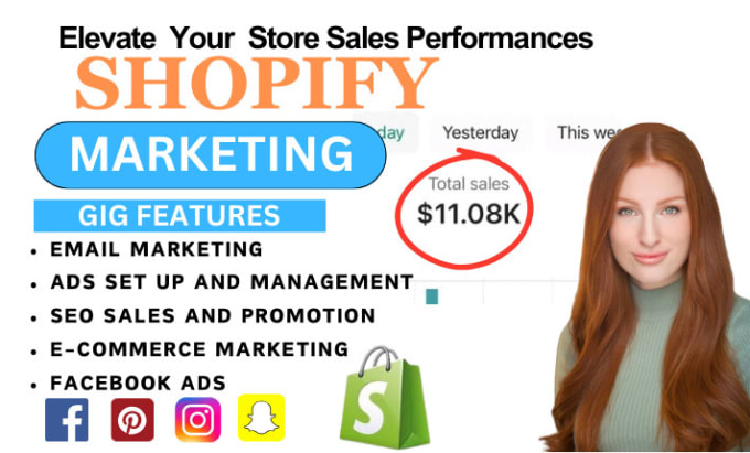 Gig Preview - Boost shopify sales, shopify dropshipping marketing, shopify store promotion ads