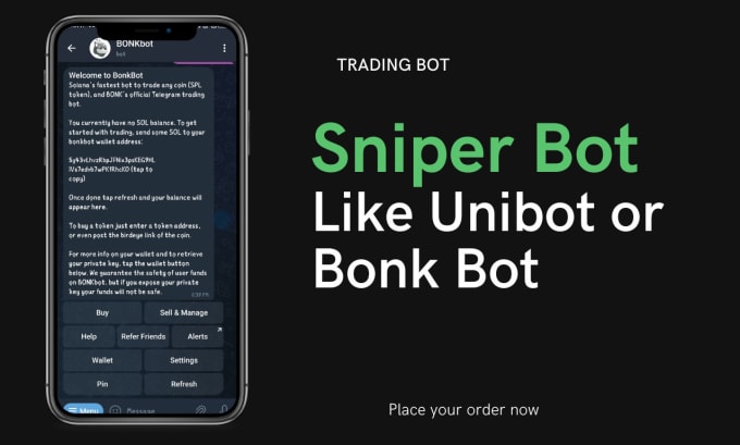 Gig Preview - Ai custom telegram crypto trading bot developer, unibot, kazebot, bonk, maestro