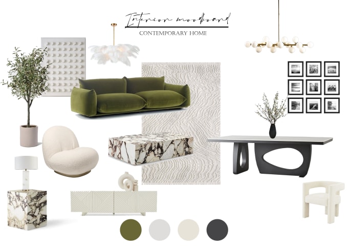 Gig Preview - Design interior mood board of living room, bedroom, bath etc