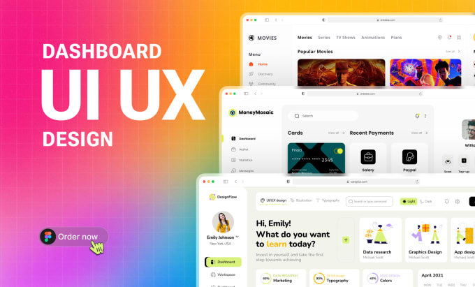 Gig Preview - Design dashboard UI UX, CRM admin panel, saas uiux, web app design with figma