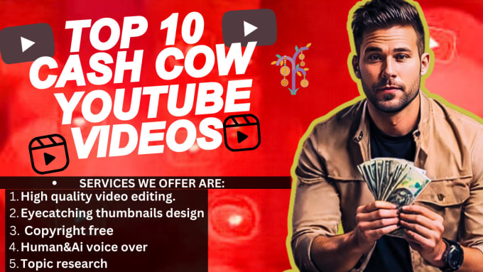 Gig Preview - Create top 10 cash cow videos, cash cow youtube, cash cow channel, cash cow