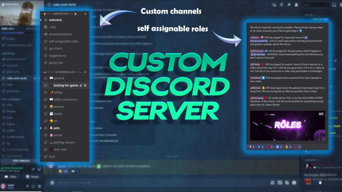 Gig Preview - Setup gaming discord server with logo and banners