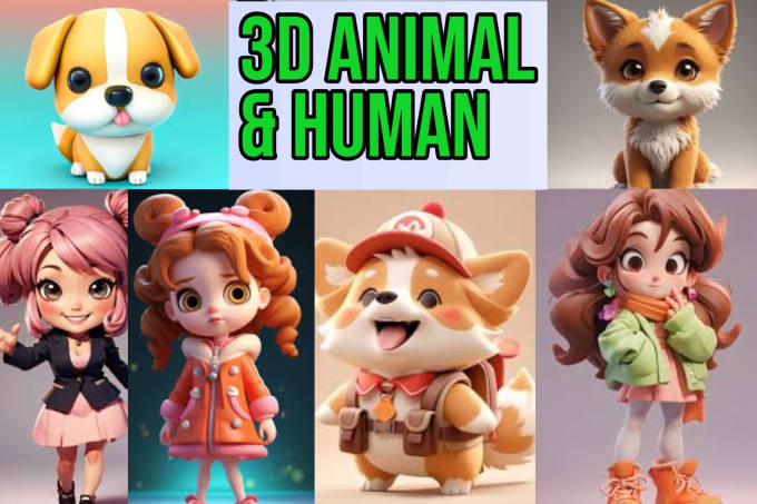 Gig Preview - Make 3d character modeling, people, animal, cartoon, game art in blender