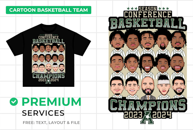 Gig Preview - Draw cartoon caricatures for the basketball sports team