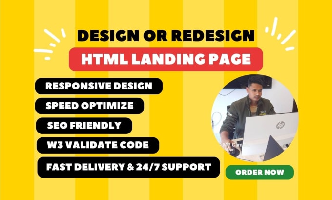 Gig Preview - Design responsive html landing page or html single page website