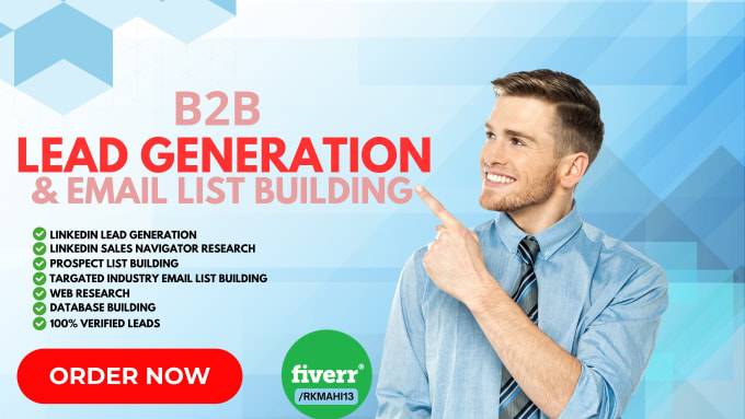 Gig Preview - Extra ordinary b2b lead generation and linkedin list building