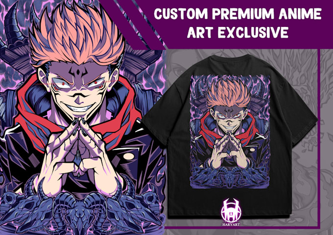 Gig Preview - Design an amazing anime art t shirt for a streetwear brand with my art style