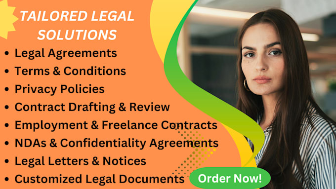 Gig Preview - Write legal contracts, agreements, terms and conditions as your lawyer