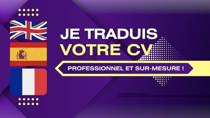 Gig Preview - Traduire votre CV anglais francais espagnol