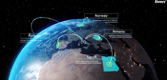 Gig Preview - Create a 3d travel map animation