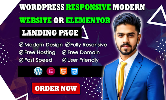 Gig Preview - Do wordpress responsive modern website or elementor landing page