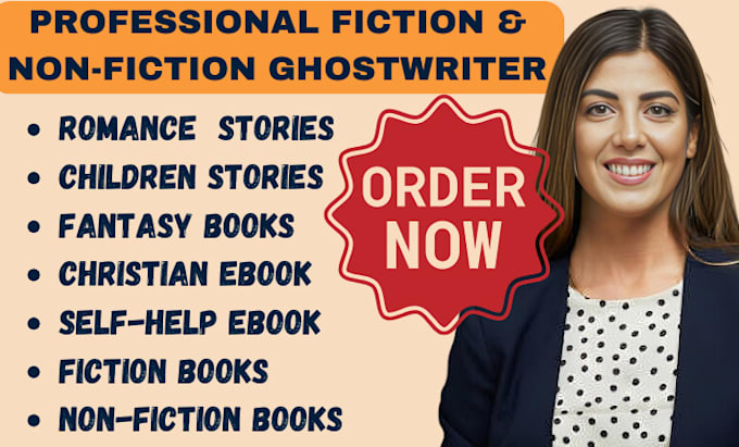 Gig Preview - Ghostwrite fiction and non fiction ebook ghostwrite  fiction ebook ghost writer