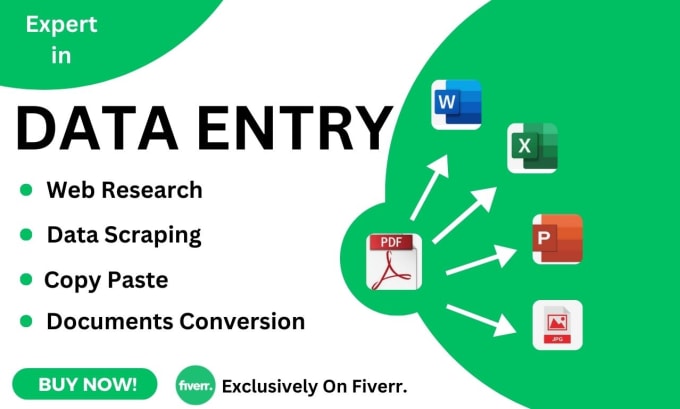 Gig Preview - Do data entry, web research, copy paste and file conversion