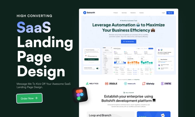 Gig Preview - Design high converting modern saas landing page with figma