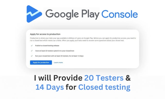 Gig Preview - Provide 20 active testers for google play console closed testing