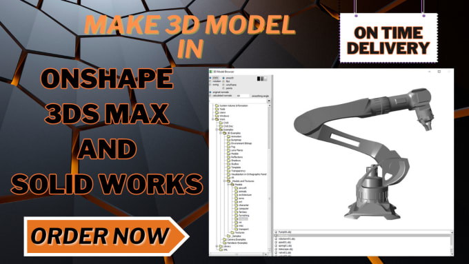 Gig Preview - Make 3d model in onshape , 3ds max and solid works