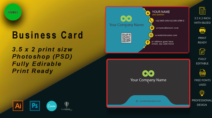 Gig Preview - Design your business card with multiple concepts in 12 hours