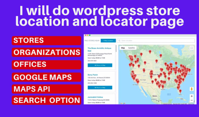 Gig Preview - Build wordpress store locator and location page for website with google map API