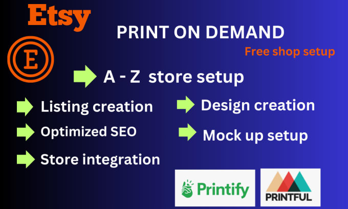 Gig Preview - Do etsy print on demand, shop setup, etsy digital product listing with etsy seo