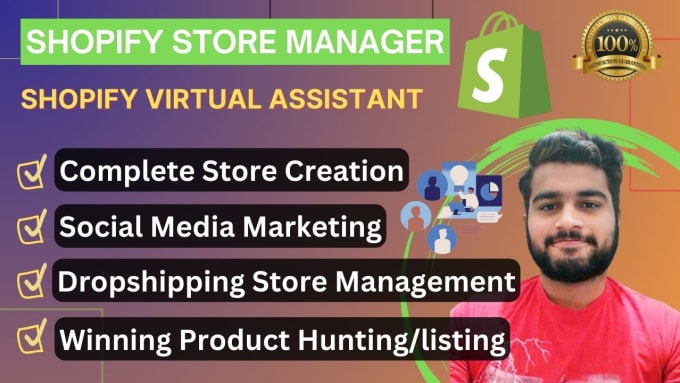 Gig Preview - Be shopify virtual assistant, store manager for your ecommerce store