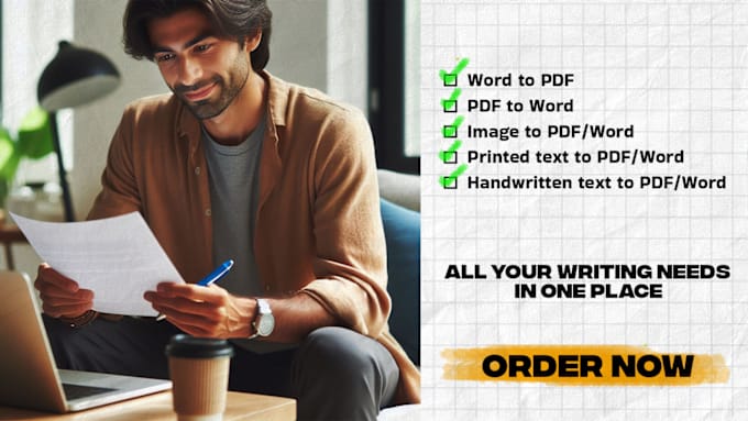 Gig Preview - Convert handwritten docs, word and PDF files