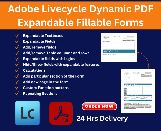 Gig Preview - Create adobe livecycle expandable dynamic PDF fillable forms