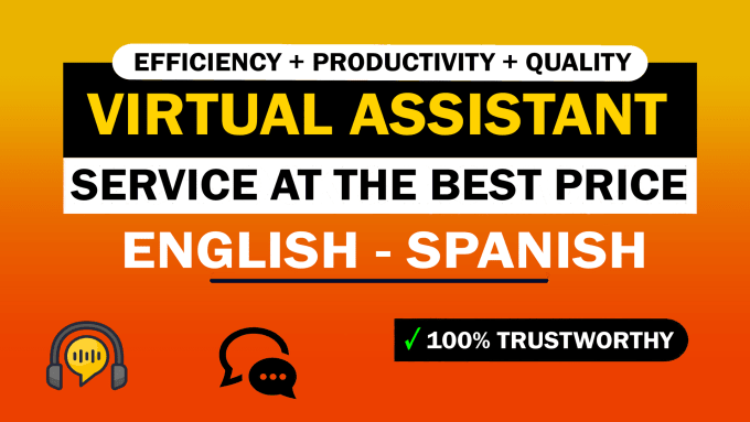 Gig Preview - Be your trusted virtual assistant in english and spanish