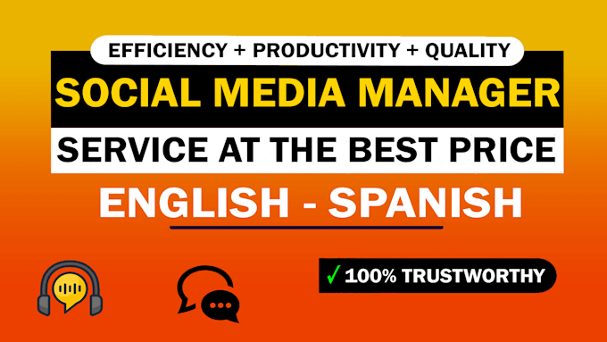 Gig Preview - Be your social media manager in english and spanish