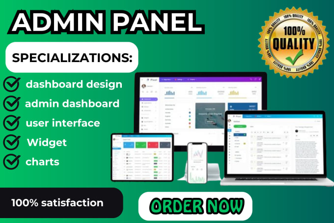 Gig Preview - Design dashboard web app, admin panel UI UX UI application saas website in figma