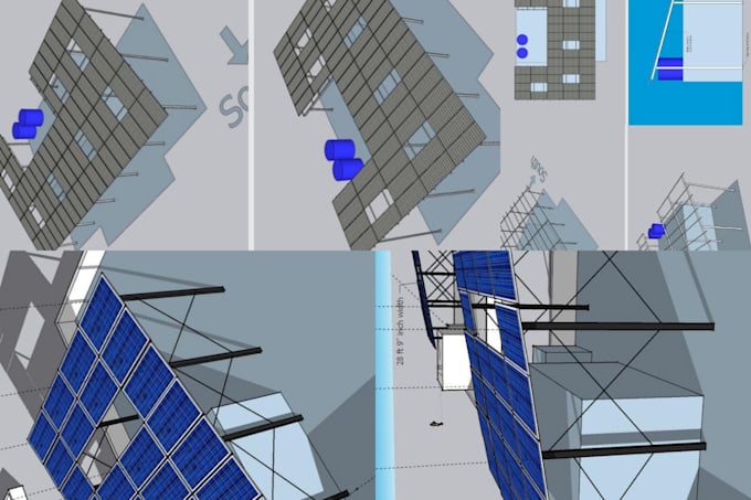 Gig Preview - Solar pv system 2d, 3d drawings on sketchup