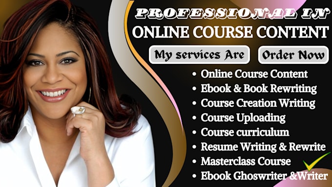 Gig Preview - Develop online course content, course creation, course overview, life coaching