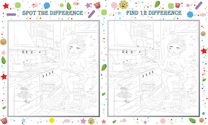 Gig Preview - Do spot the difference coloring pages interior for amazon KDP