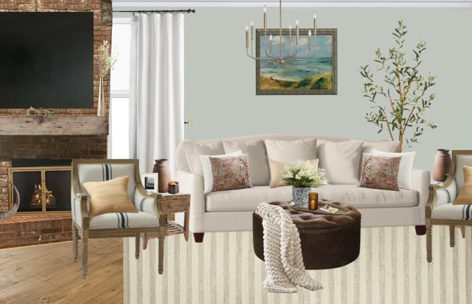 Gig Preview - Create 2d, fully staged, interior design boards with purchasable online items