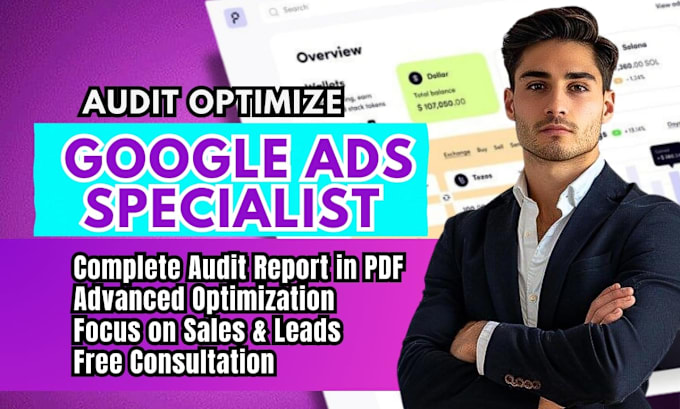 Gig Preview - Audit and optimize google ads PPC ads campaigns adwords search ads as SEM expert