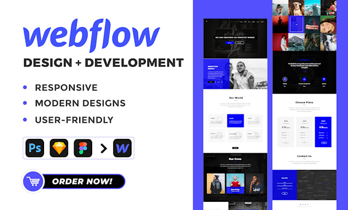 Gig Preview - Design or develop webflow, wordpress websites or convert figma to webflow