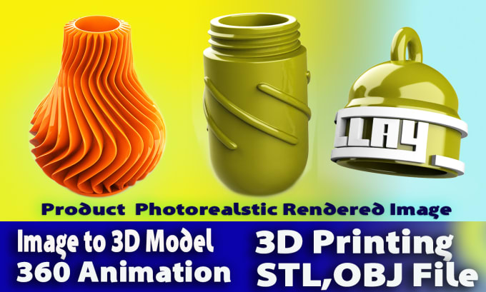 Gig Preview - Convert 2d design or image to 3d stl for printing, rendering, gif