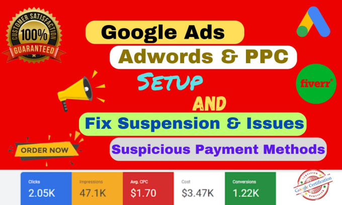 Gig Preview - Set up google ads PPC campaign and suspension reactive account