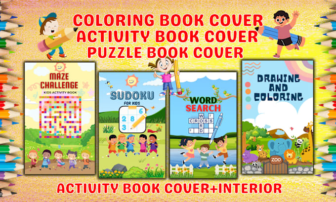 Gig Preview - Do kids activity book, kids coloring book, cover design for amazon KDP an