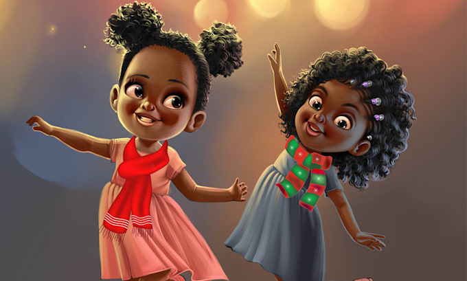 Gig Preview - Do african american illustration for christmas family, greeting card