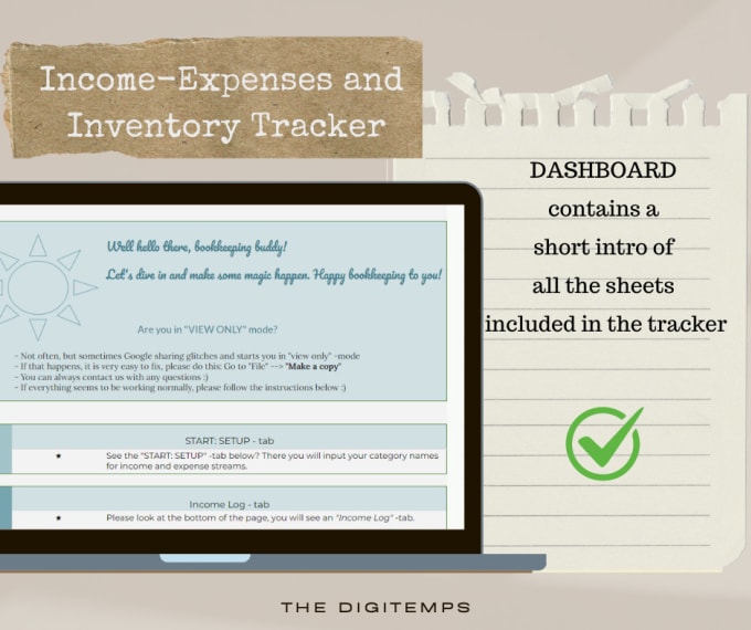 Gig Preview - Make an income, expenses and inventory tracker in google sheet