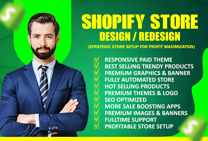 Gig Preview - Design, redesign shopify store, shopify dropshipping store,