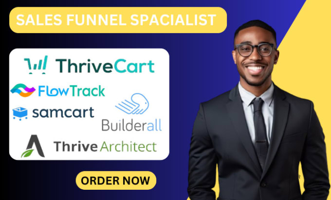 Gig Preview - Setup thrivecart thrive architect samcart flowtrack builderall landing page